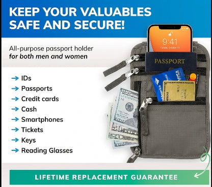 HideAway Traveler — Hidden Anti-Theft Money Belt with RFID Blocking for Passport, Cash & Cards