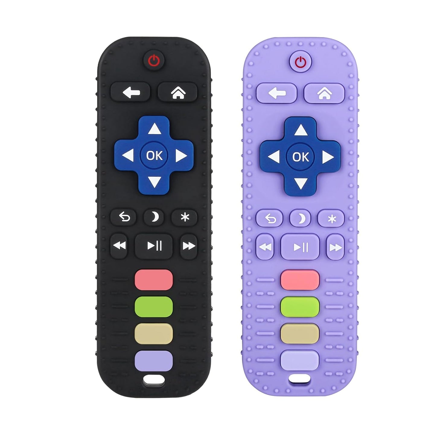 Baby Remote Control Teether Toy Chew Toy for Babies 3-24 Months Teething Relief Baby Toys for Infants Black+Purple